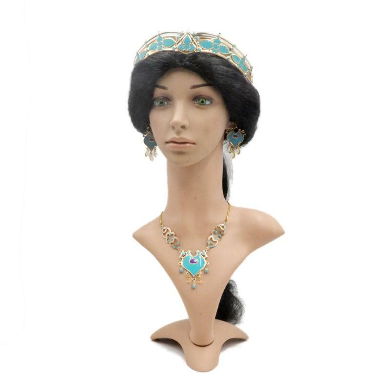 Women Jasmine Headband Earrings Pendant Jewelry Set Dress Up Princess Costume