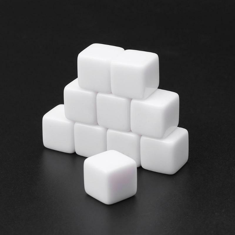 Pack of 10, 14mm 6 Sided Acrylic Blank Dice Party Family DIY Games Printing Kid