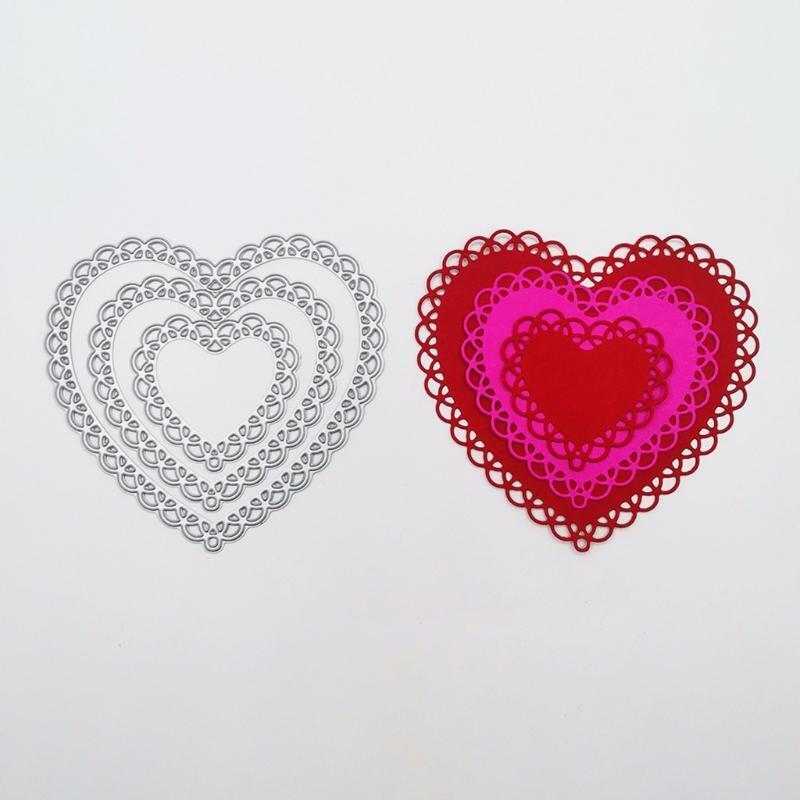 Three-Layer Hollow Lace Heart Shape Carbon Steel Cutting Dies DIY Scrapbooking