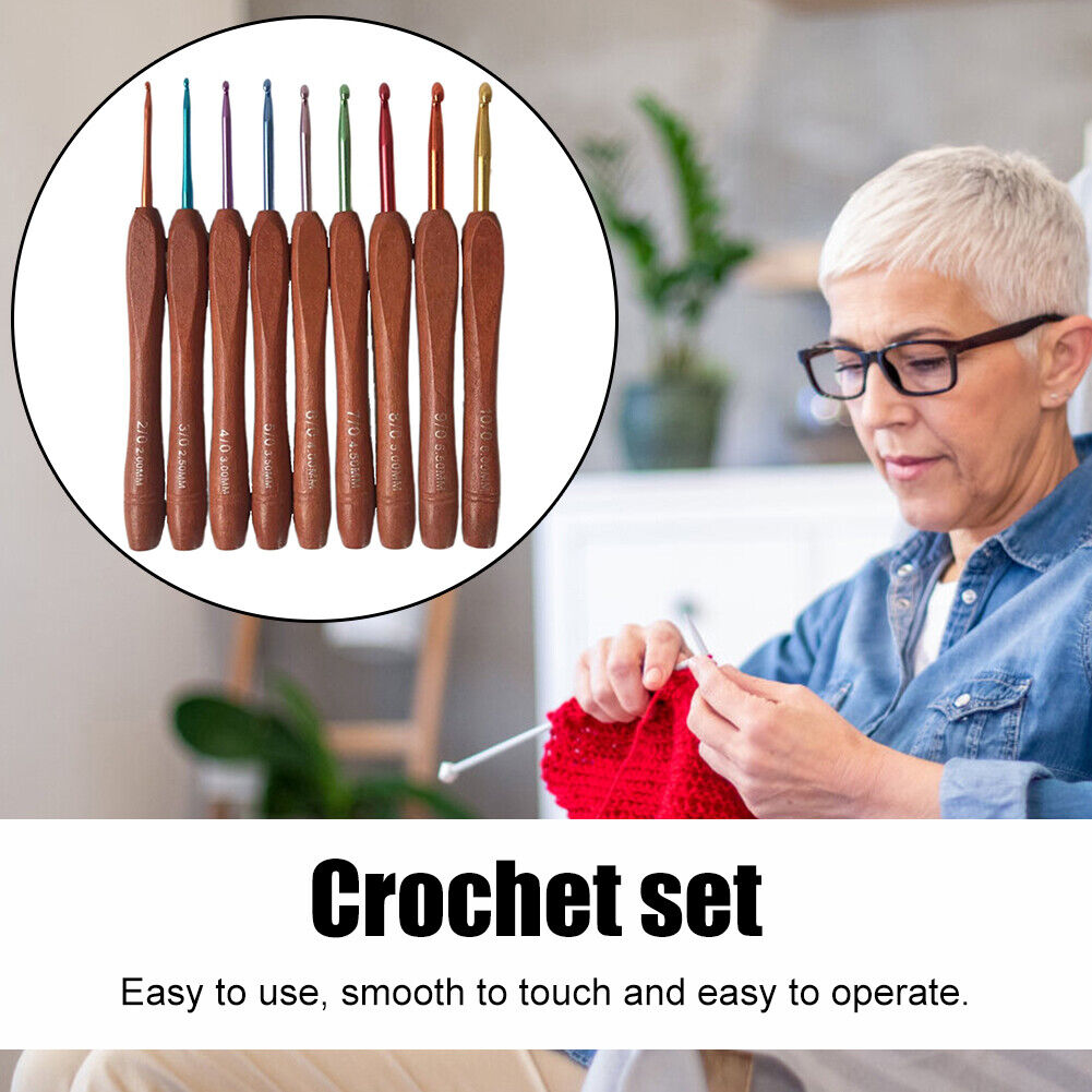 Wooden Handle Colorful Crochet Needle Knitting Sweater DIY Crochet Hook (A)