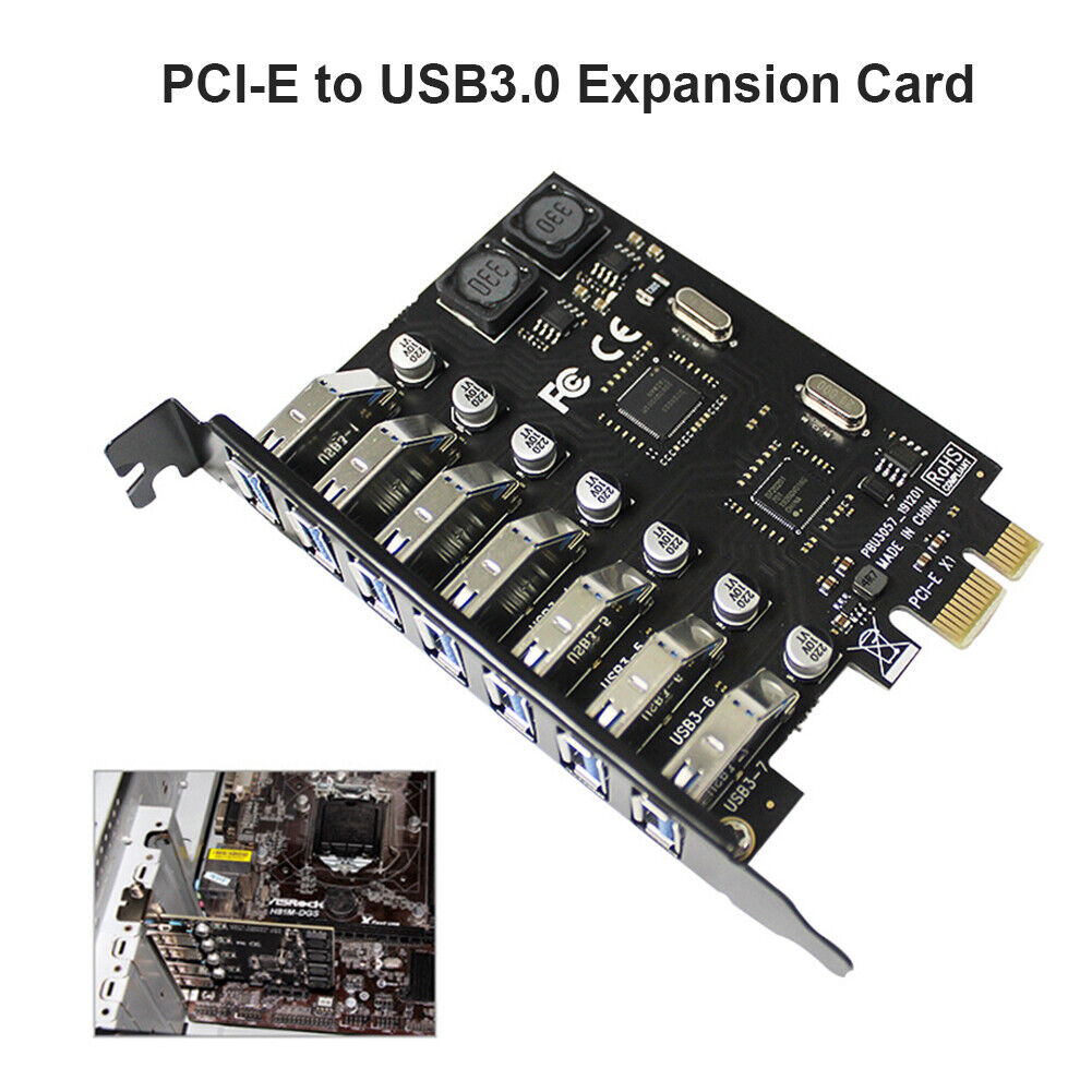 USB PCI-E Expansion Card High Speed 7 Ports USB 3.0 PCI Express HUB Adapter