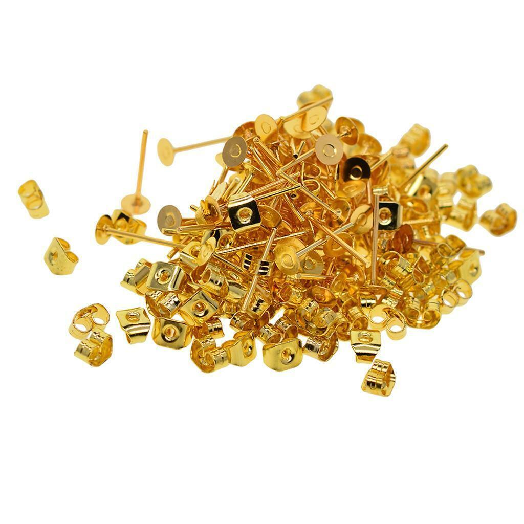 200 Pairs 4mm Iron Earring Posts and Backs Jewelry for DIY Earring Findings