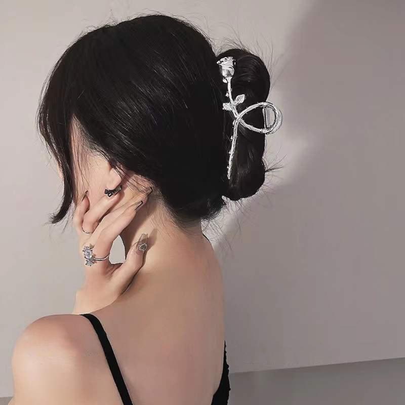 Hair Claw Clips with Rose Pattern Alloy Hair Clip Delicate Jaw Clips Non Slip