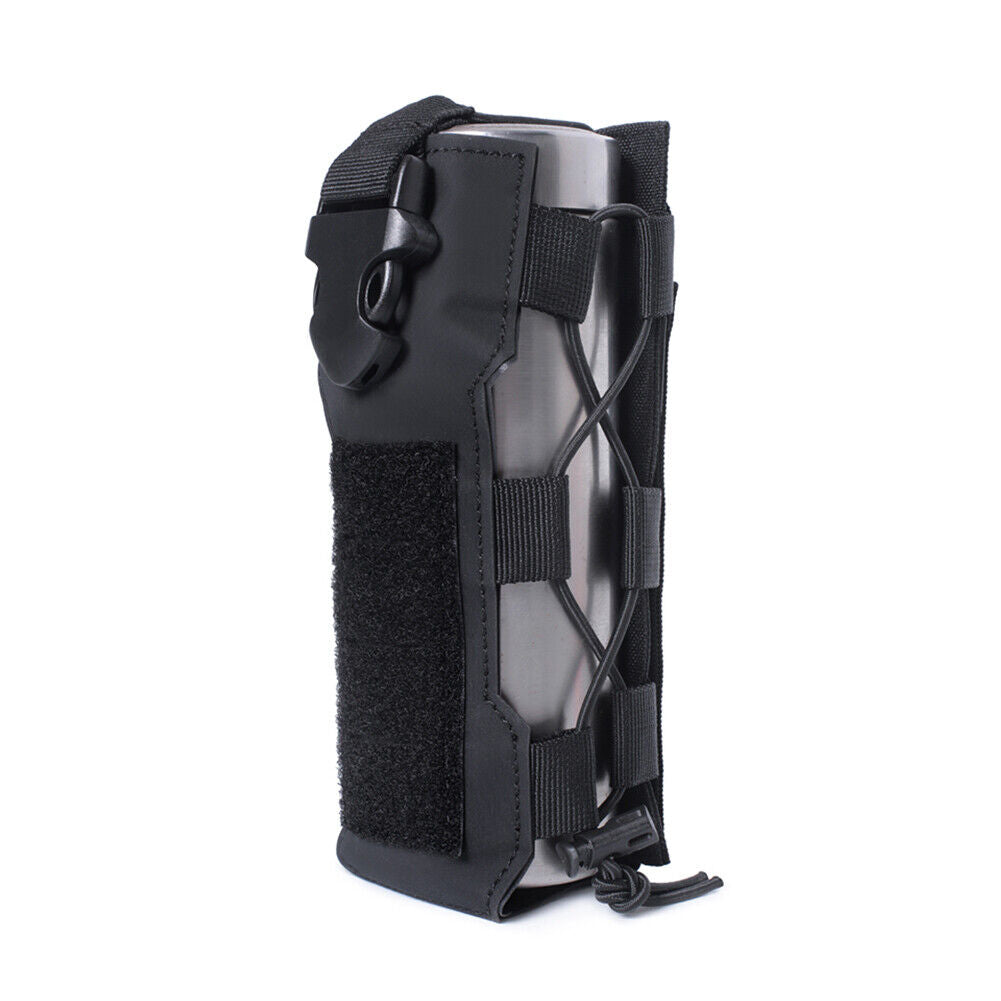Molle Water Bottle Bag Travel Camping Hiking Kettle Holder Pouch (Black)