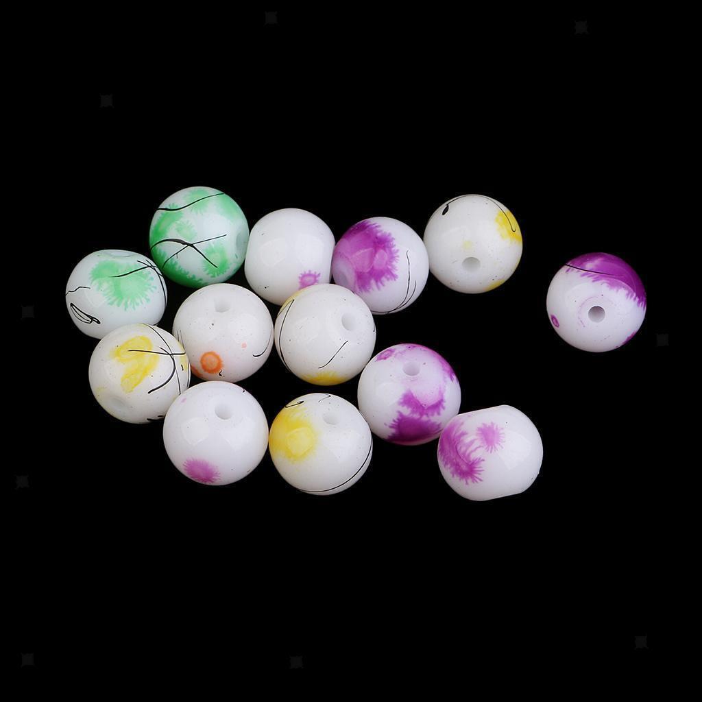 Pack 100 Multicolor 8mm Round Baking Painted Glass Beads for Jewelry Making