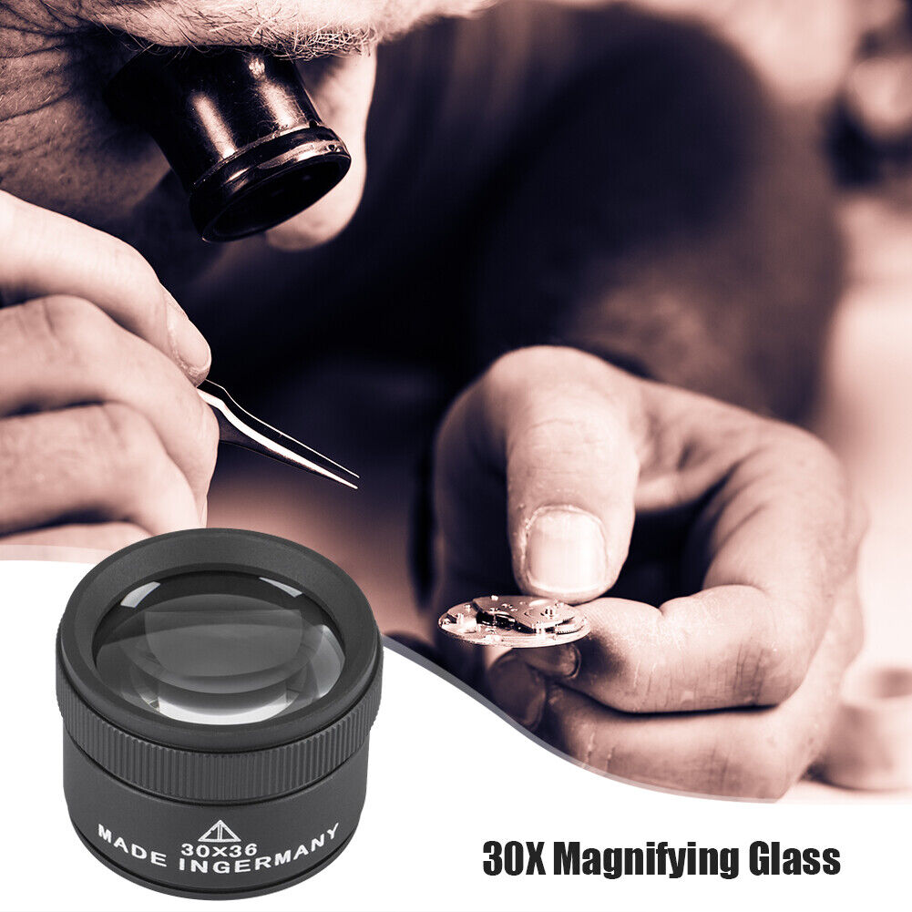 30X Magnifying Glass Optical Lens Magnifier Coin Watch Repair Loupe (Black)