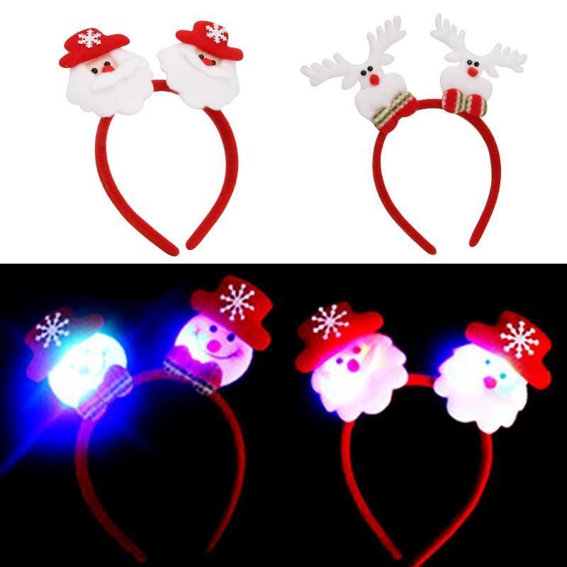 Hot Christmas Santa Xmas Party Decor Headband With Flashing Light Head Hoop
