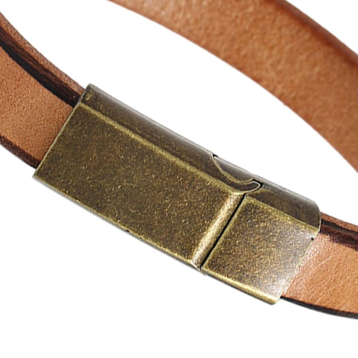 PU Leather Wristband Bracelet Cuff Wrap Jewelry Bangle 20.5cm Dark Brown+PU