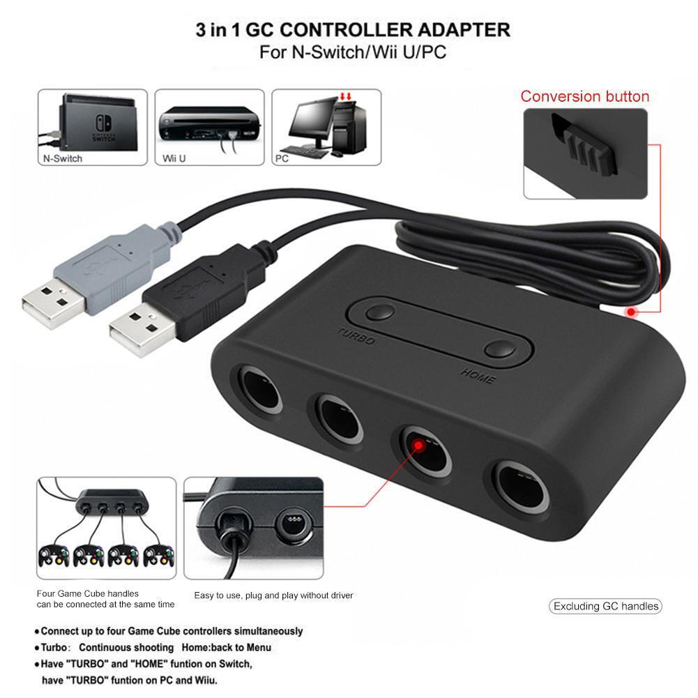 4 Port USB GC Gamecube NGC Controller Adapter Converter for Wii U Switch PC