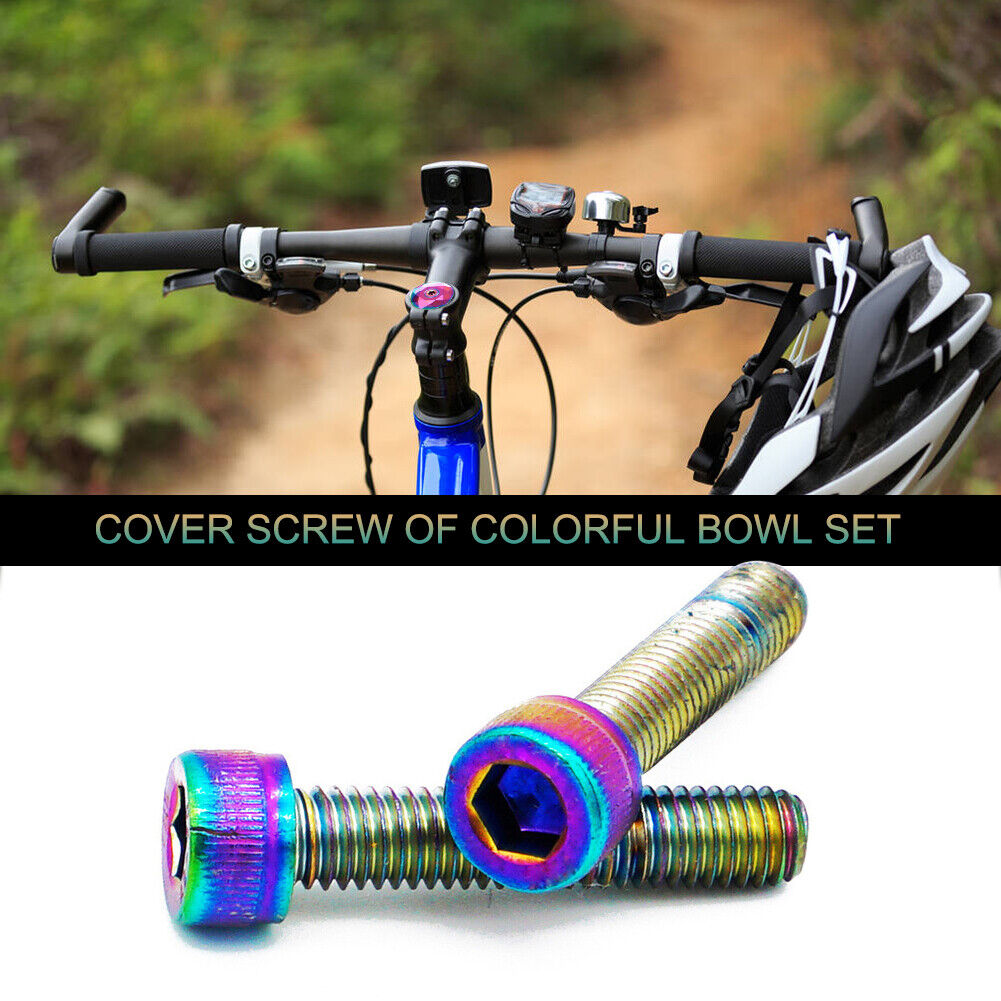 2pcs M6 Road Bike Bowl Cover Bicycle Stem Top Cap Screw for 30mm Fork Tube