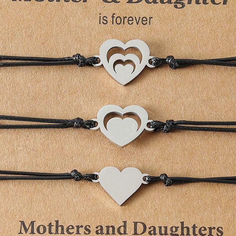 3Pcs Best Friends Bracelet Friendship Bff Matching Distance Heart Bracelet Gift