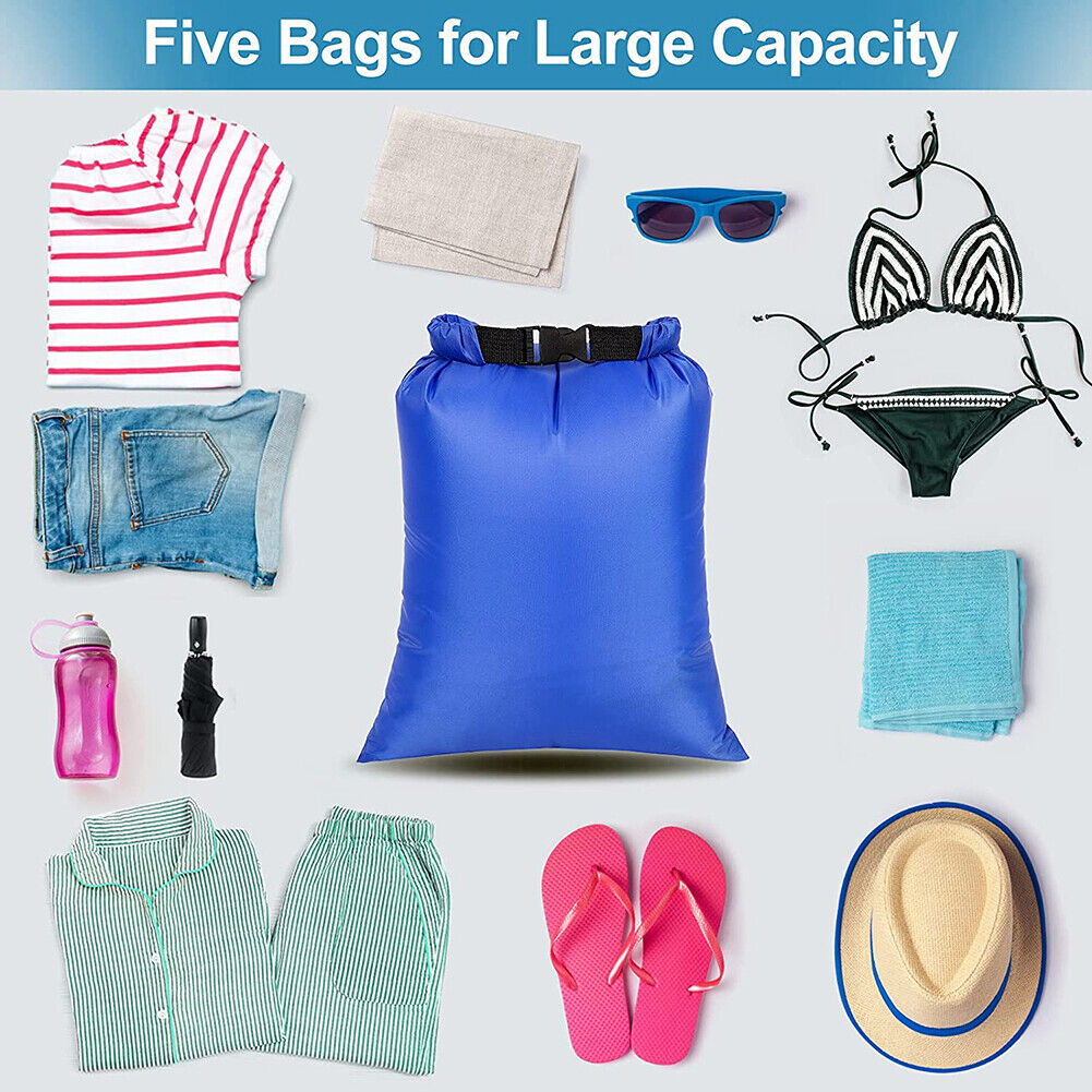 5pcs 1.5-6L Outdoor Waterproof Dry Bag Storage Pouch Swimming Floating Bags