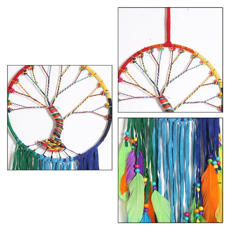 Tree of Life Dream Catchers with Feather Handmade Dreamcatcher Boho Wall Hanging