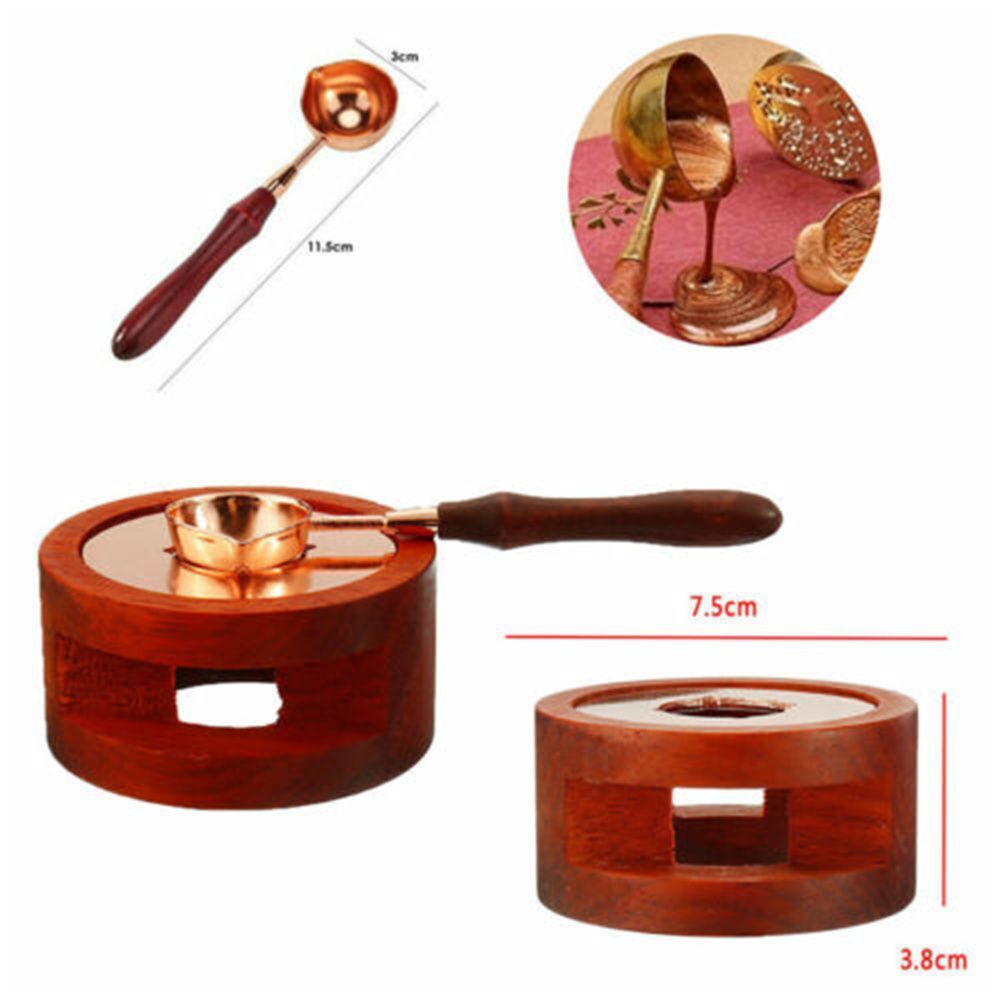Wood Handle Warmer Furnace Stove Pot Wax Seal Stamp Melting Spoon Tool