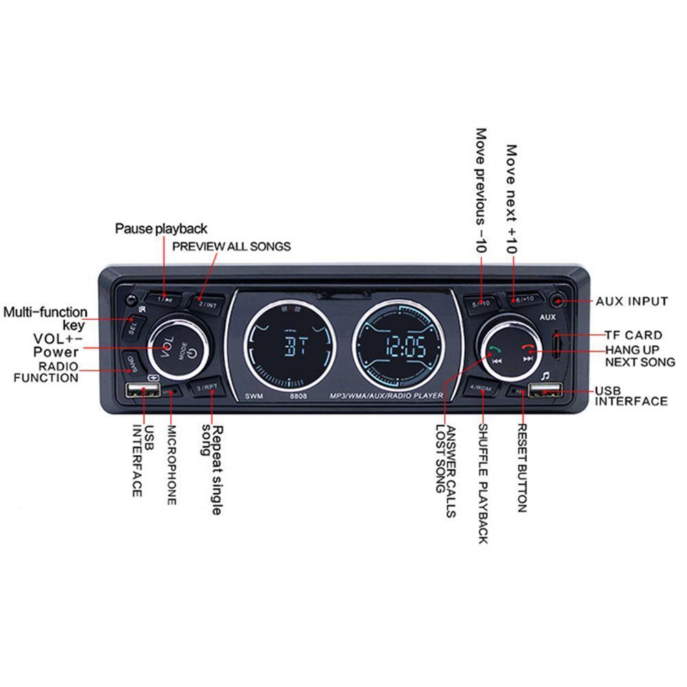 12V Stereo Bluetooth-compatible Car Audio MP3 Player USB FM Radio U Disk Me