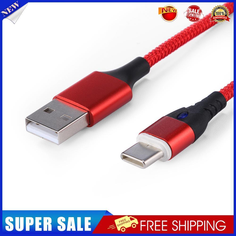 Magnetic Type-C Nylon Braided 1m 5V 3A Charging Data Cable w/Light (Red)