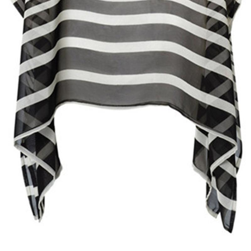Women Strips Print Bikini Cover Up Batwing Sleeve Suit Coverup Beach Long Dress