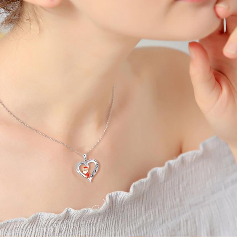 Fancy Dress Accessory Christmas Santa Claus Heart Necklace Jewelry Gift Women