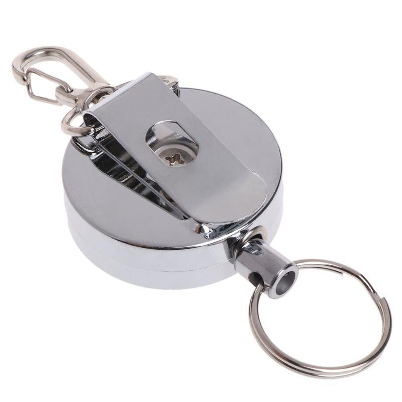 Fishing Zinger Retractor Key Ring Reel Holder Retractable Steel Cable Full Metal