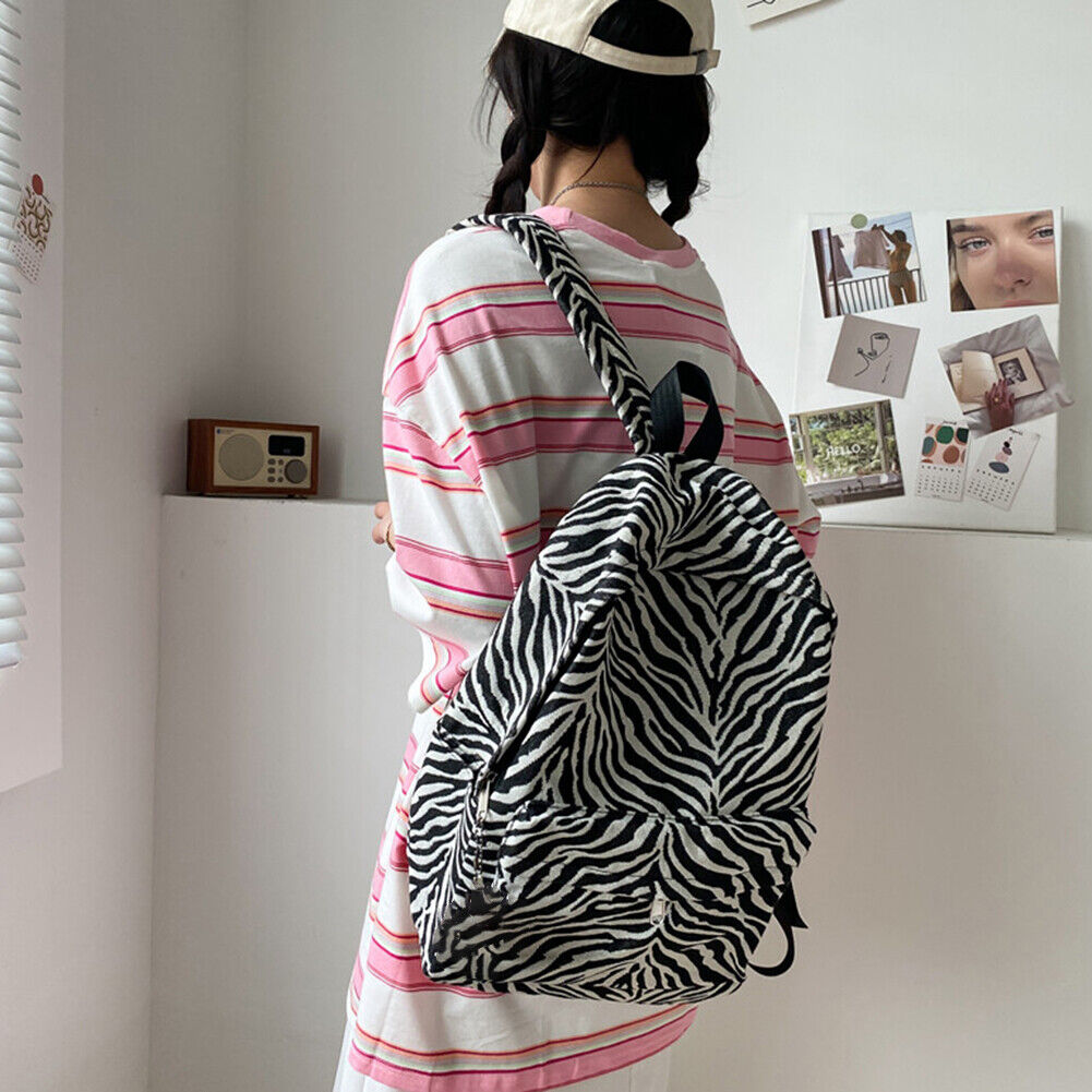 Fashion Women Zebra Pattern Printing Backpack Casual Large Capacity Handbag