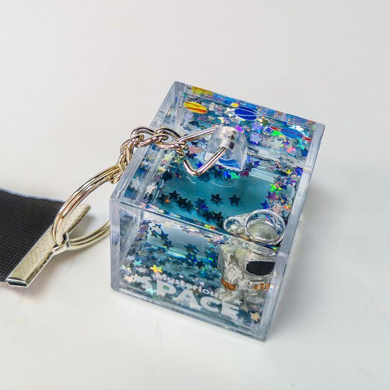 Trendy Acrylic Space Liquid Quicksand Pendant Keychain Gift for Valentine's Day