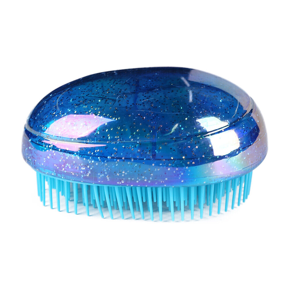 Hair Brush Egg Round Portable Hair Brushes Salon Detangling Comb (Blue)