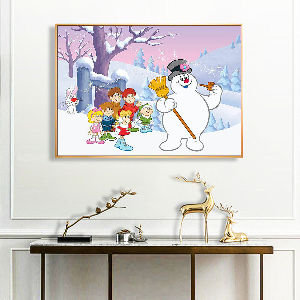 Full Diamond 5D Round Drill Picture Kit Painting Snowman and Friends DIY