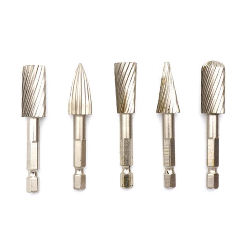 5 Pcs/Set 1/4"/6.35mm Rotary Rasp Cutter Files Grinder Bit Burrs Rotary File Set