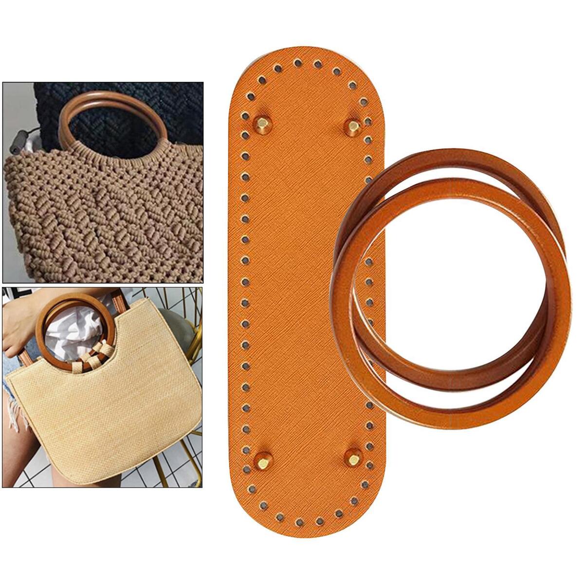 2x PU Leather DIY Bags Bottom Pads Weaving Bags Insert Cushion Purses Parts