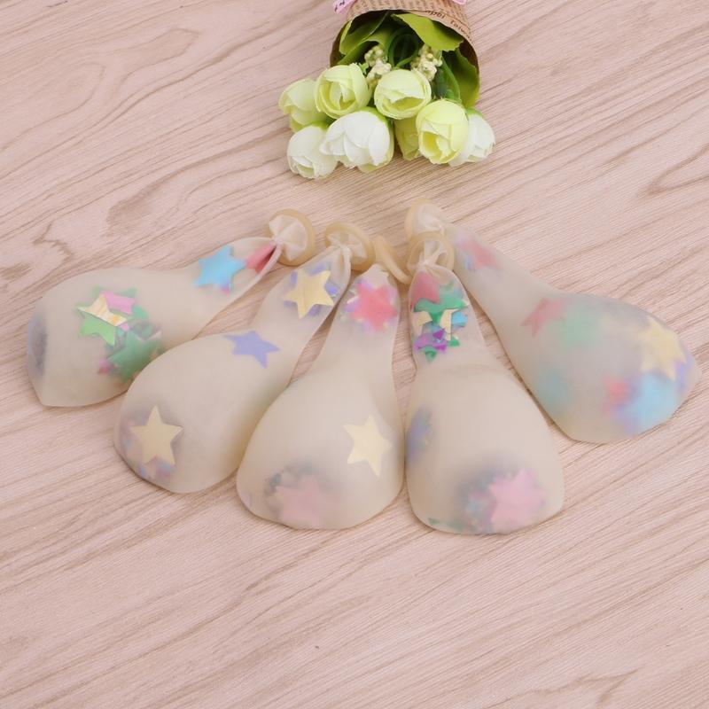 5Pcs Multicolor Stars Filled Confetti Balloons 12inch Latex Party Wedding Decor