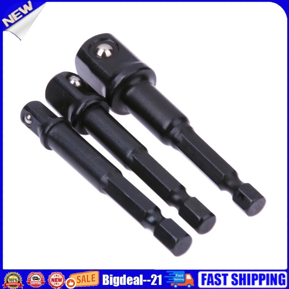 3pcs/set 1/4 3/8 1/2 Hex Power Drill Driver Socket Wrench Adapter Extension
