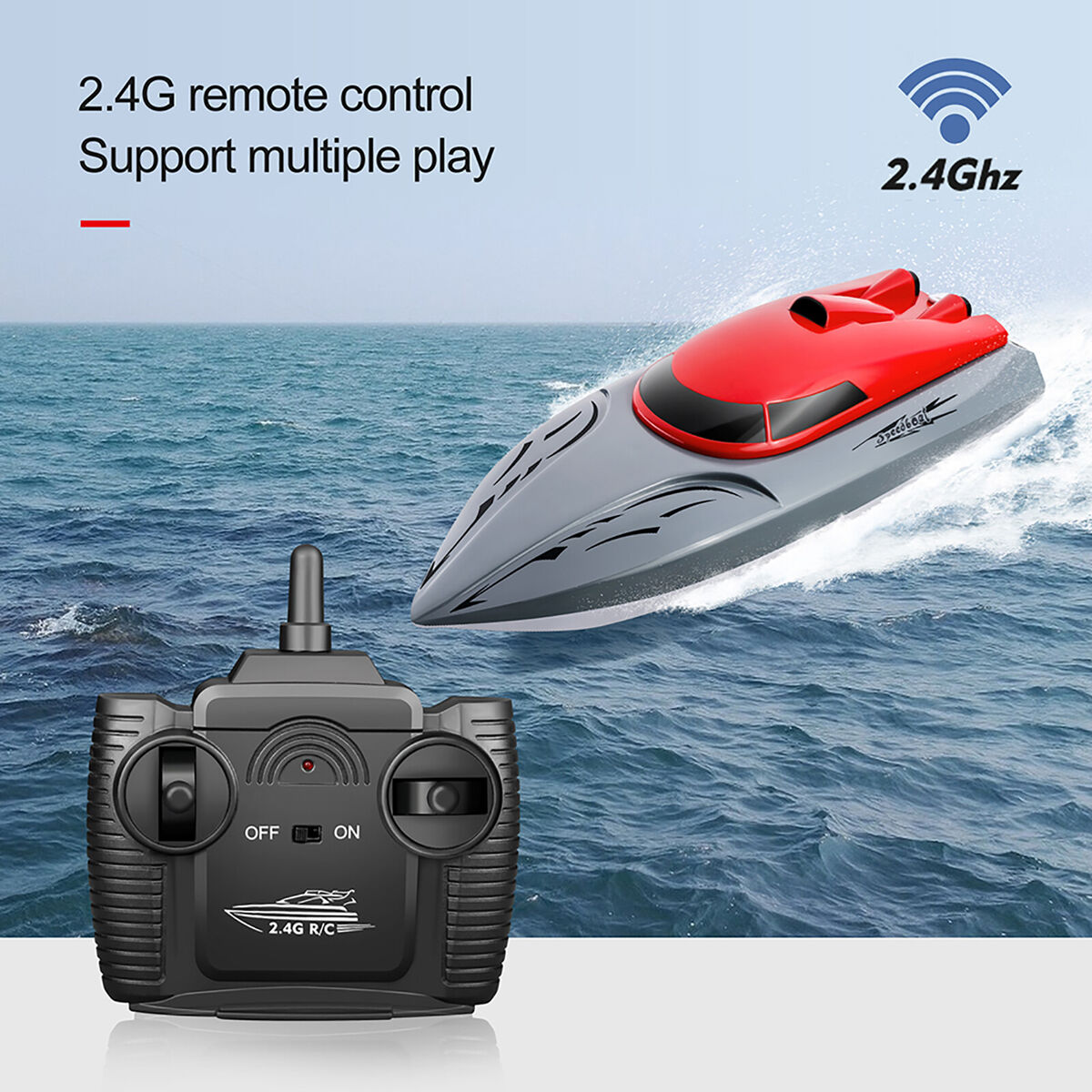 20km/h Waterproof RC Boat 2.4GHz High Speed Racing Ship for Kids (Red F)