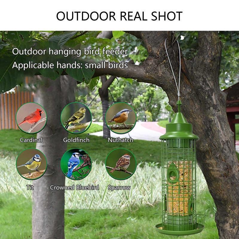 Metal Hanging Wild Bird Feeder Transparent Plastic Tube Feeders for Garden Yard