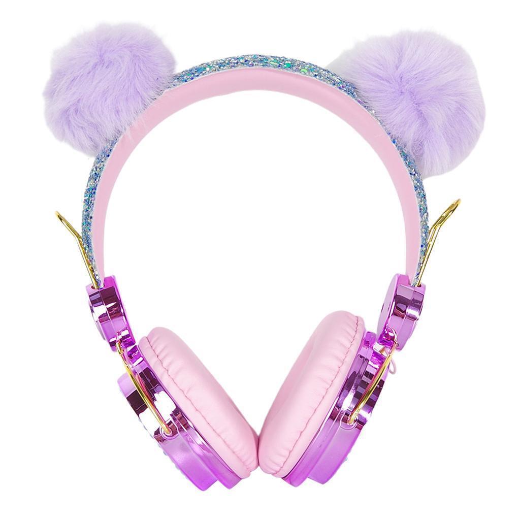 Lovely Glitter  Bear Ear Kids Stereo Headphone for Girls Birthday Gift