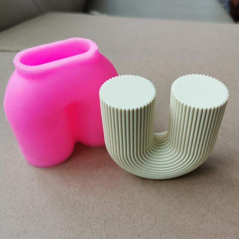 Candle Silicone Mold Geometric U Shaped Striped Candle Making Mold DIY Craft