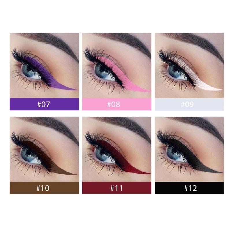 12 Colors Matte Colorful Liquid Eyeliner Set Great Versatility Waterproof