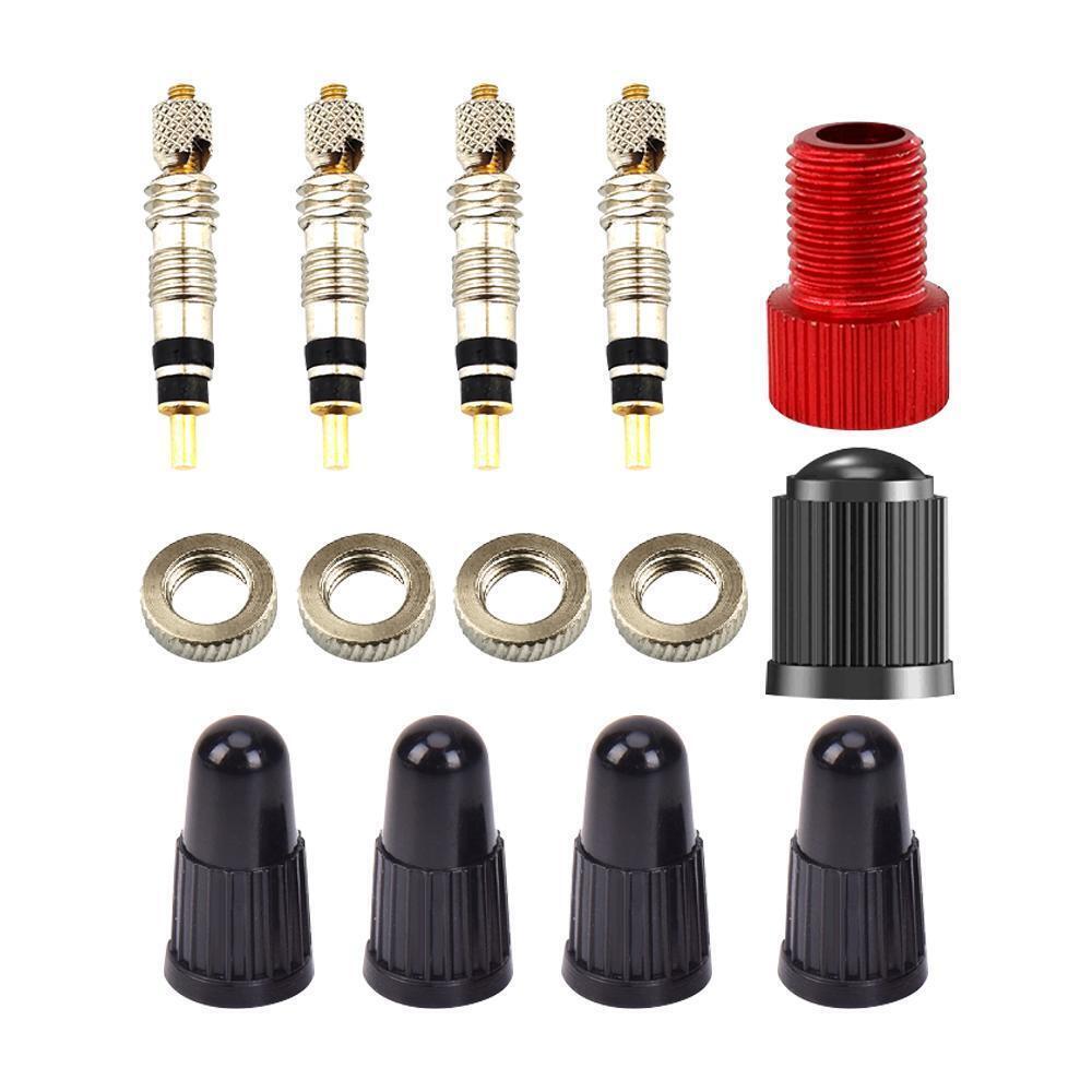 14 Pieces Presta Valve Core Tool Removable Tyre Adapter Kit Fit for Bicycle