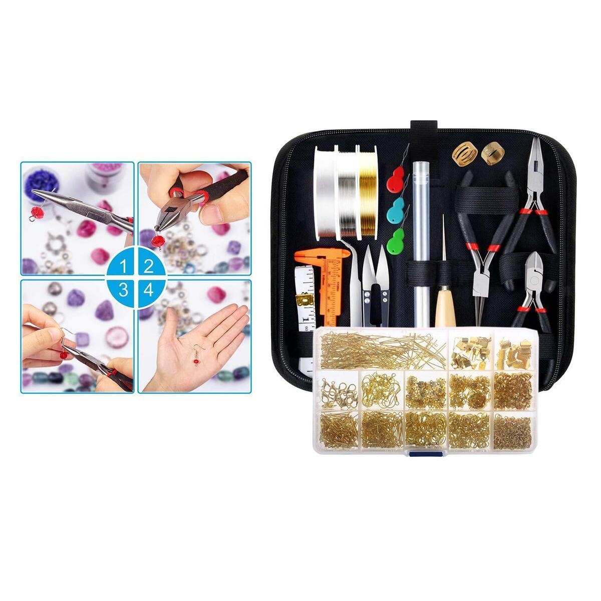 Jewelry   Kit with Pliers Jewelry Findings Craft with Zipper Case