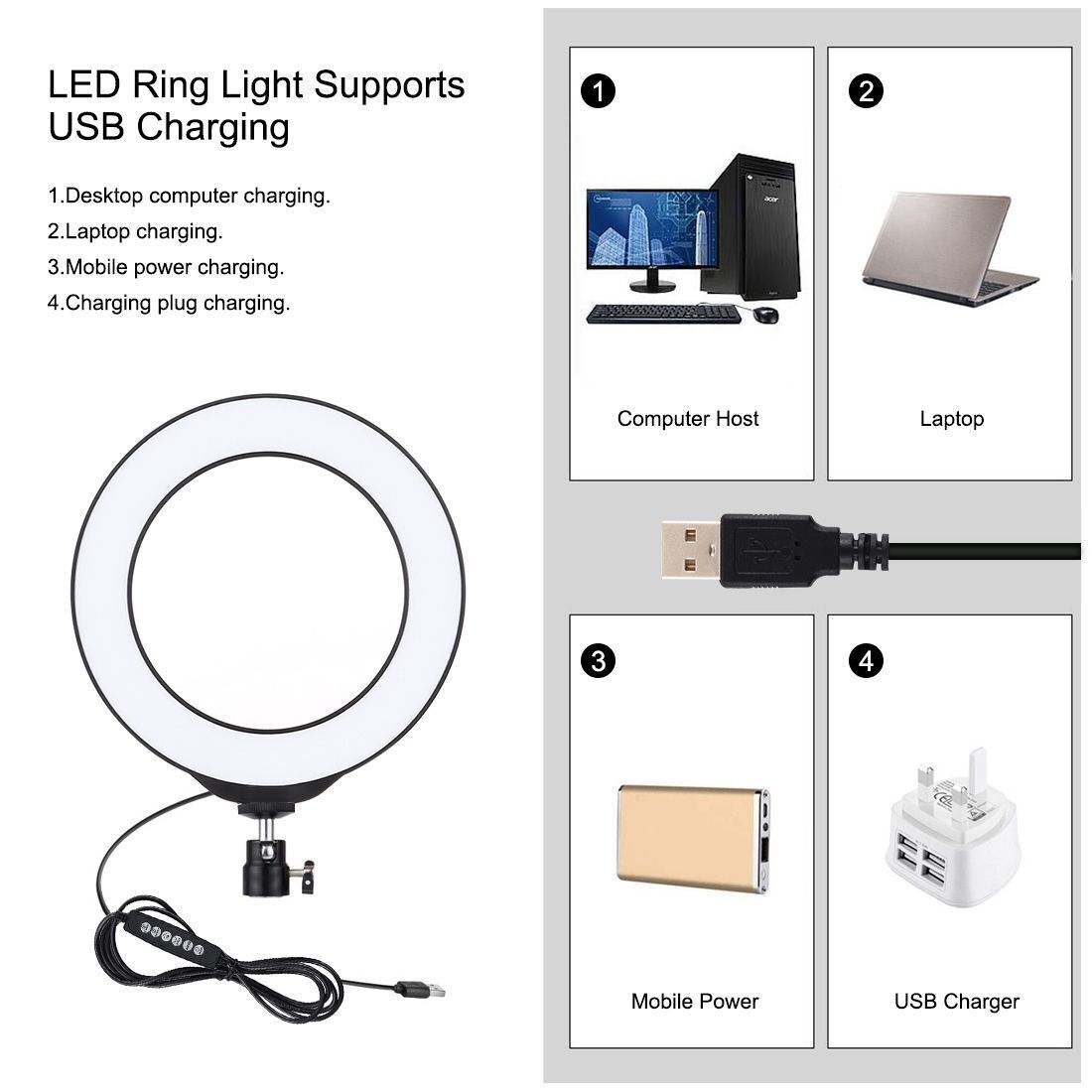 LED Selfie Ring Light Video Light RGBW Tripod Stand For YouTube Tik Tok