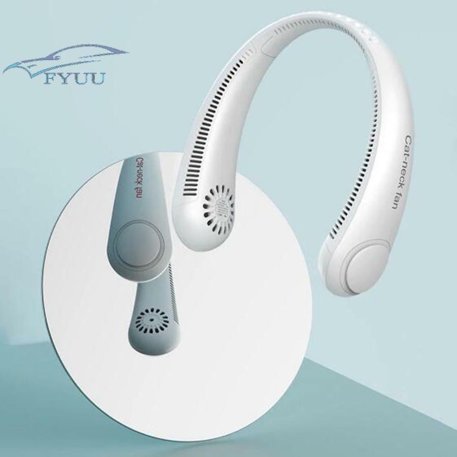 White USB Portable Hanging Neck Fan Air Cooling Little Electric Air Conditioner