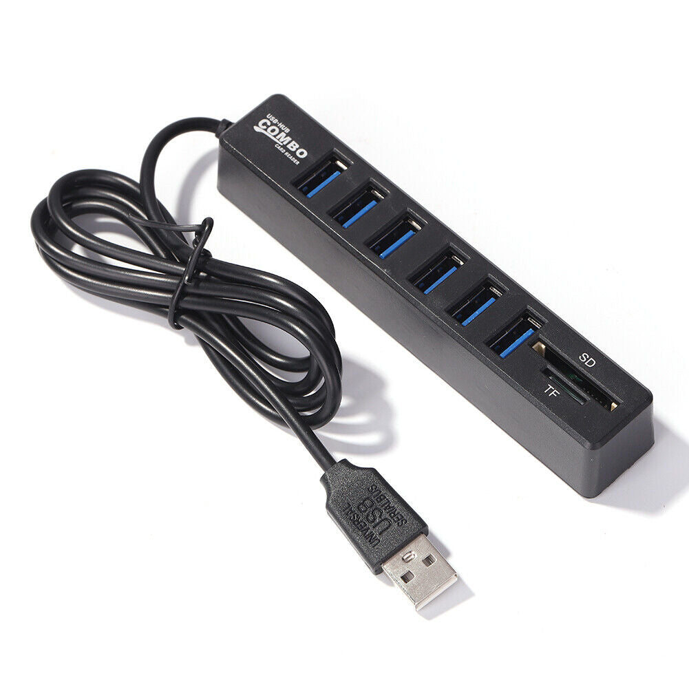 USB 2.0 HUB Adapter Multiple USB Splitter Power Hub Card Reader (8 Ports)