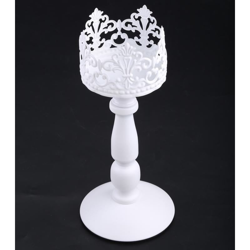 European White Metal Pillar Candle Holder Romantic Wedding Candlestick