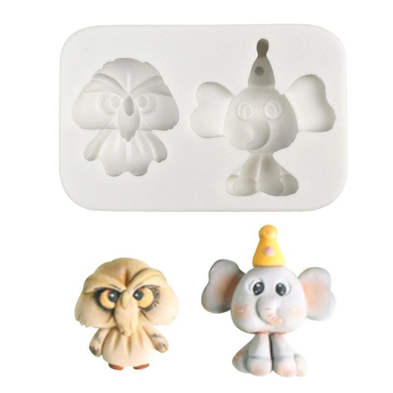 Elephant & Owl Shaped Silicone Mold Fondant Chocolate Mold DIY Baking Tool