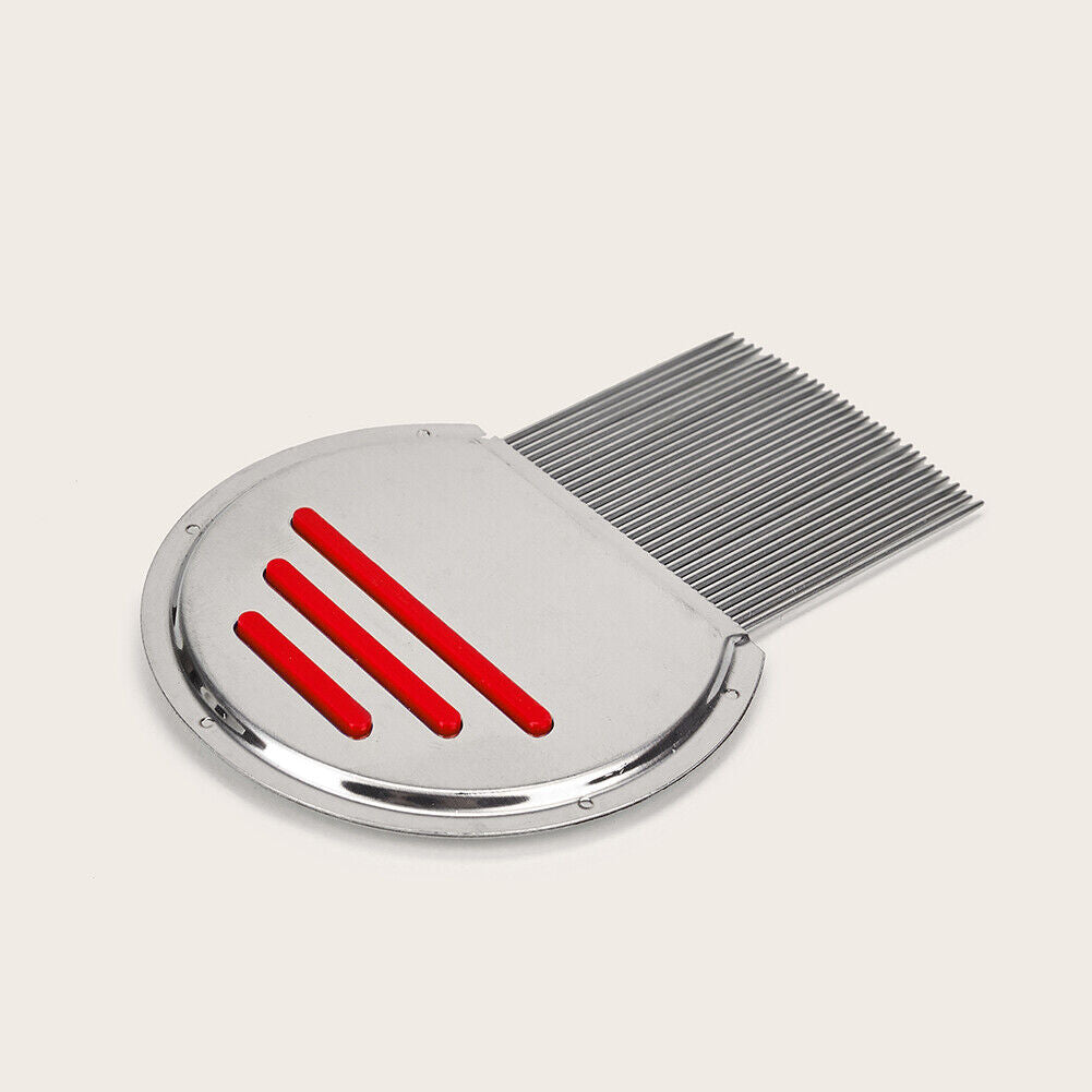 Stainless Steel Density Teeth Hair Lice Comb Dust Free Brush (Red)
