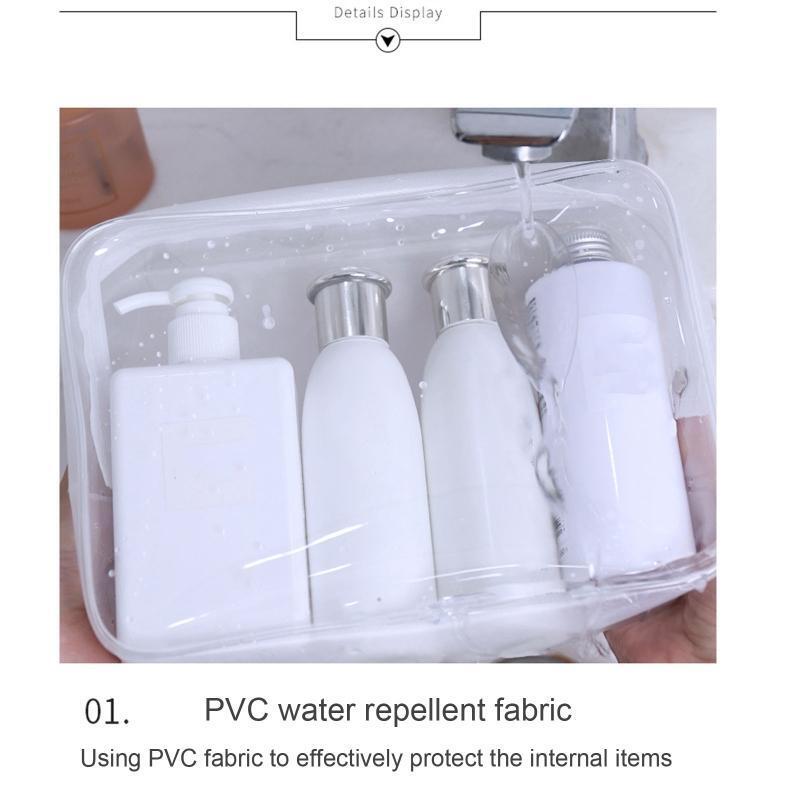 4Pcs Clear Zipper Toiletry Bag Waterproof PVC Transparent Makeup Cosmetic Pouch