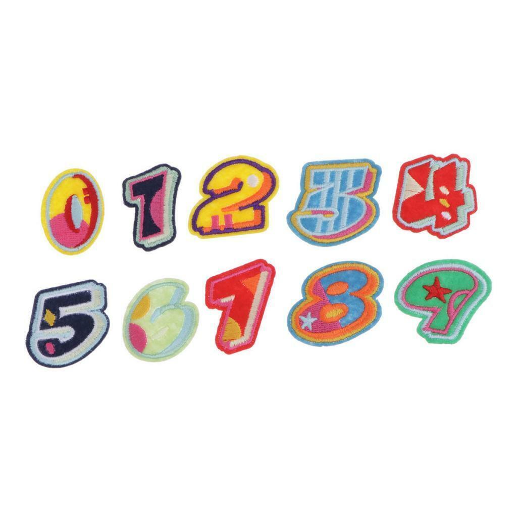 10pcs 0-9  Patches  Applique Fabric Clothes Coat Ornaments