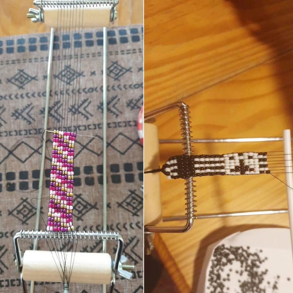 DIY Wood Weaving Beading Loom Kit Bracelet Jewelry Handmade Knitting Tool