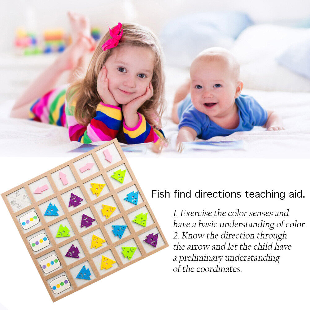 Educational Fish Direction Arrow Match Board Children Color Sensory Puzzle