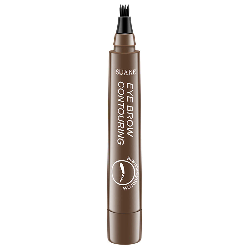 SUAKE Waterproof Eyebrow Pen 4-Fork Tip Eye Brow Pencil Brown (Dark Brown)