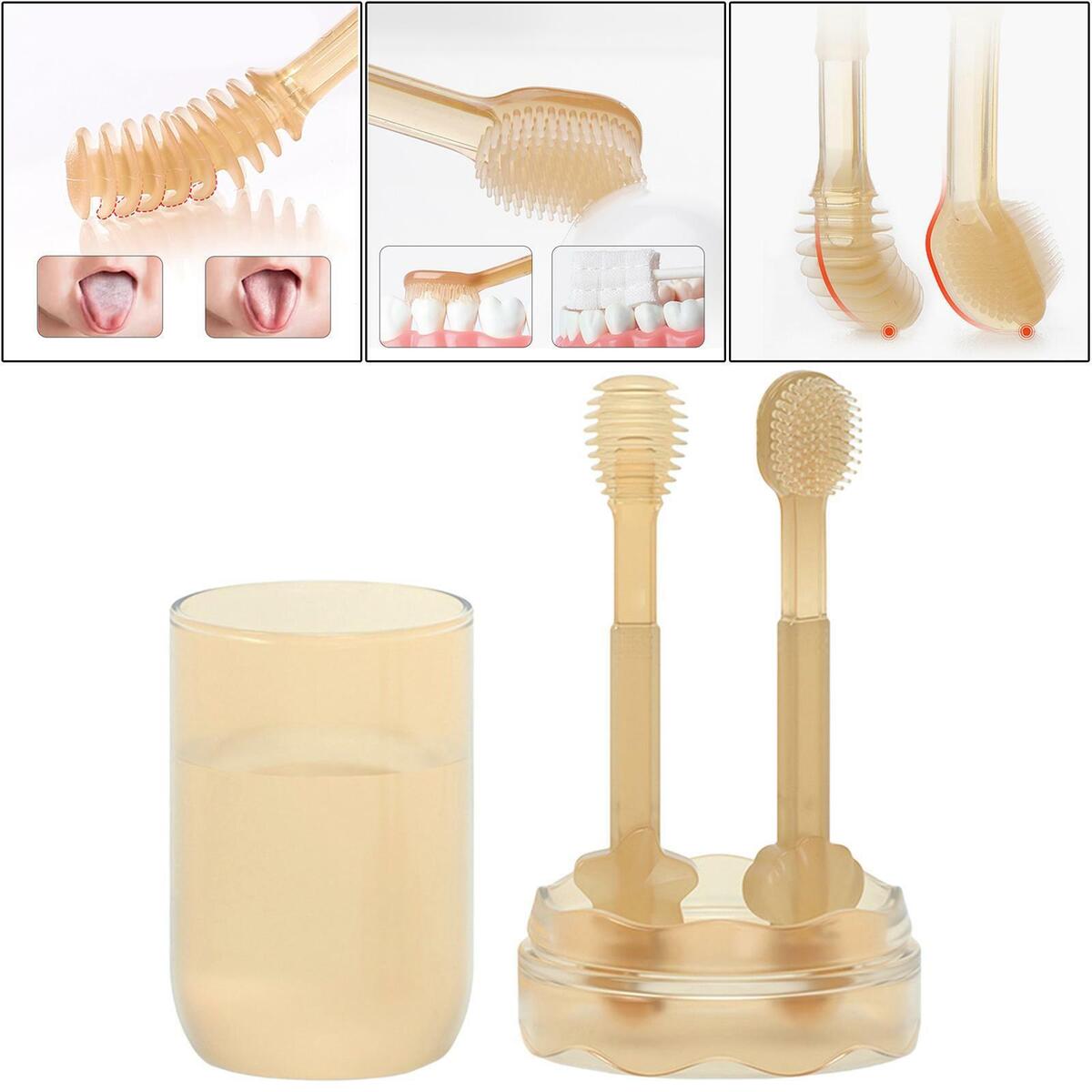 2x  Toothbrush Set Tongue Brush and cup for 0-3 Years Infant